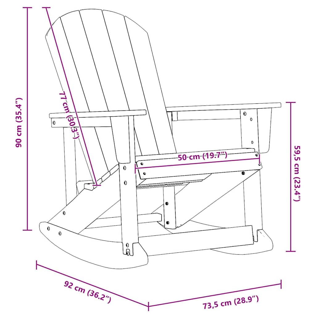 Adirondack Rocking Chair Light Grey HDPE