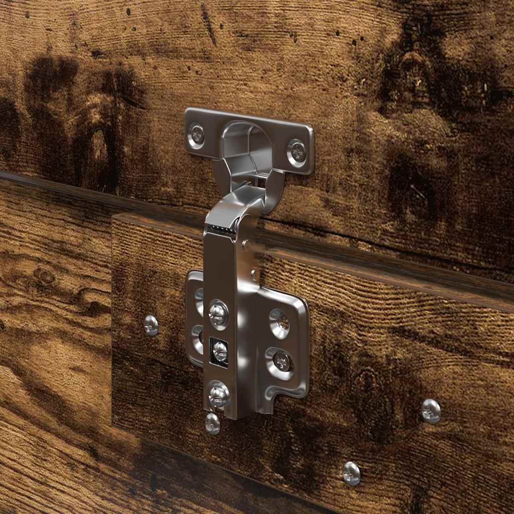 Storage Bed Frame Smoked Oak 135 x 190 cm Engineered Wood