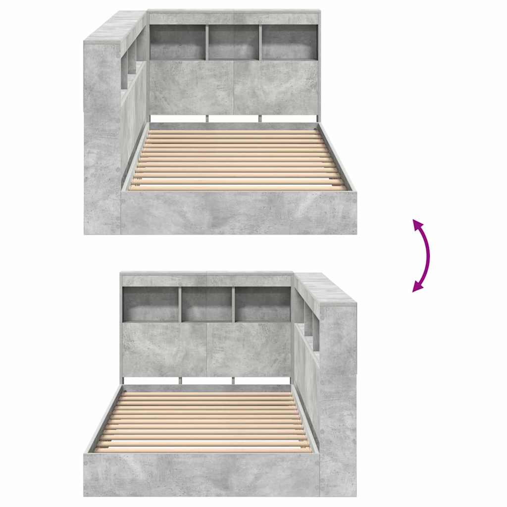 Bookcase Bed Concrete Grey 75 x 190 cm Engineered wood