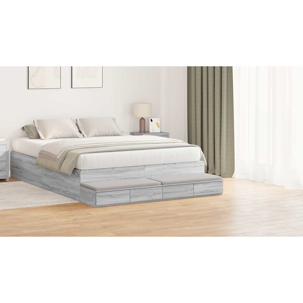 Bed Drawers Grey Sonoma 140 x 36.5 x 16.5 cm Engineered Wood