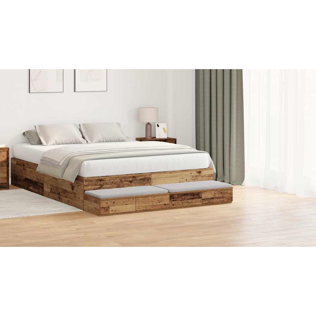 Bed Drawers Old Wood 135 x 36.5 x 16.5 cm Engineered Wood