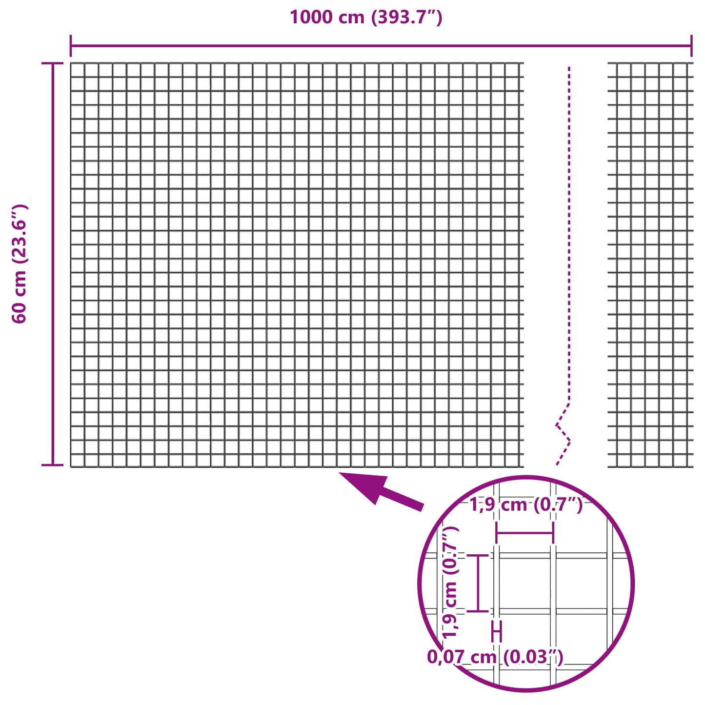 Welded Wire Fence Silver 0.6 x 10 m
