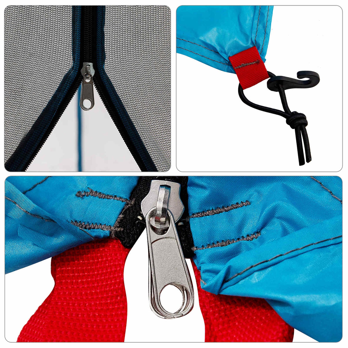 Camping Tent Set Folding 2 pcs Blue Taffeta and Fabric