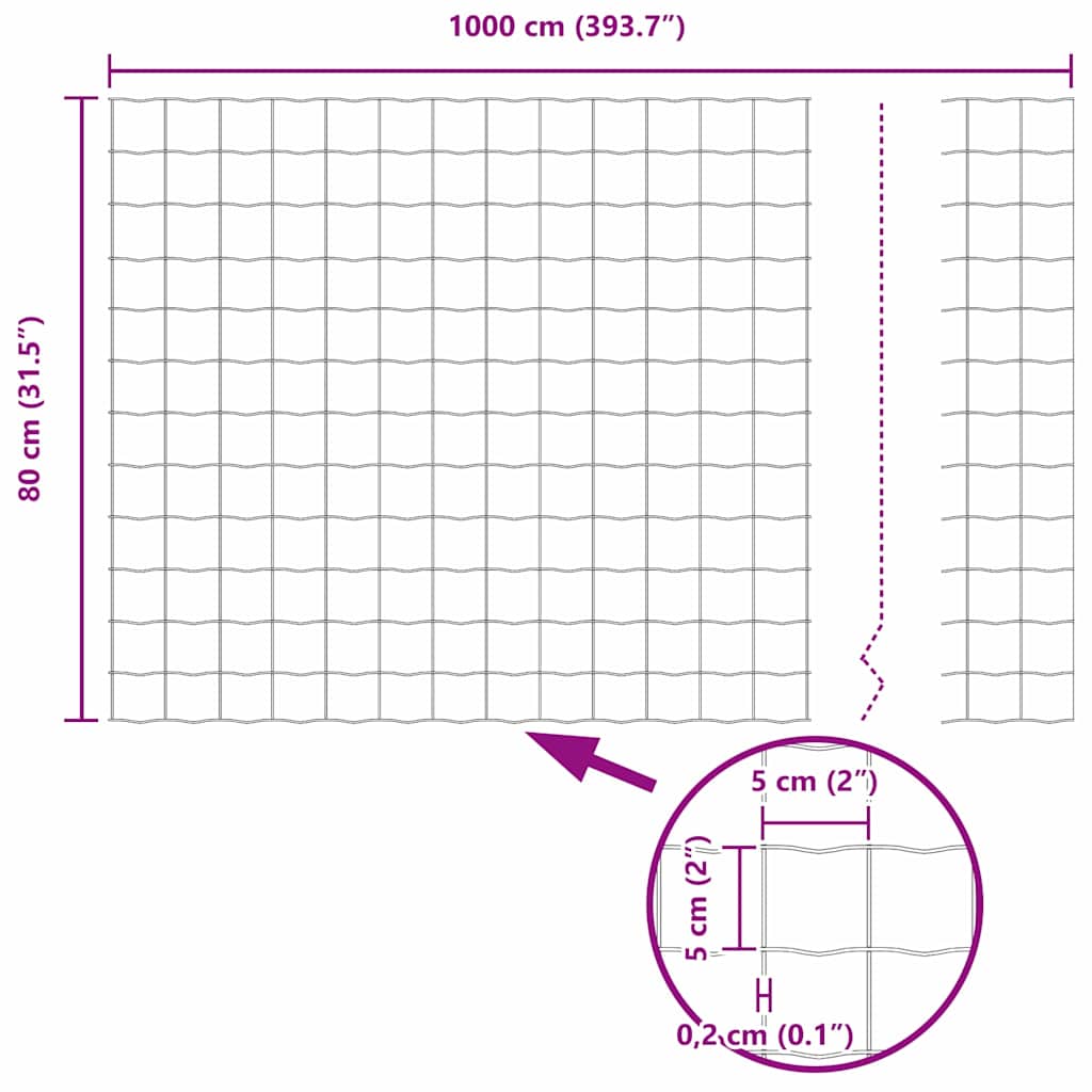 Euro Fence Grey 0.8 x 10 m PVC-coated iron