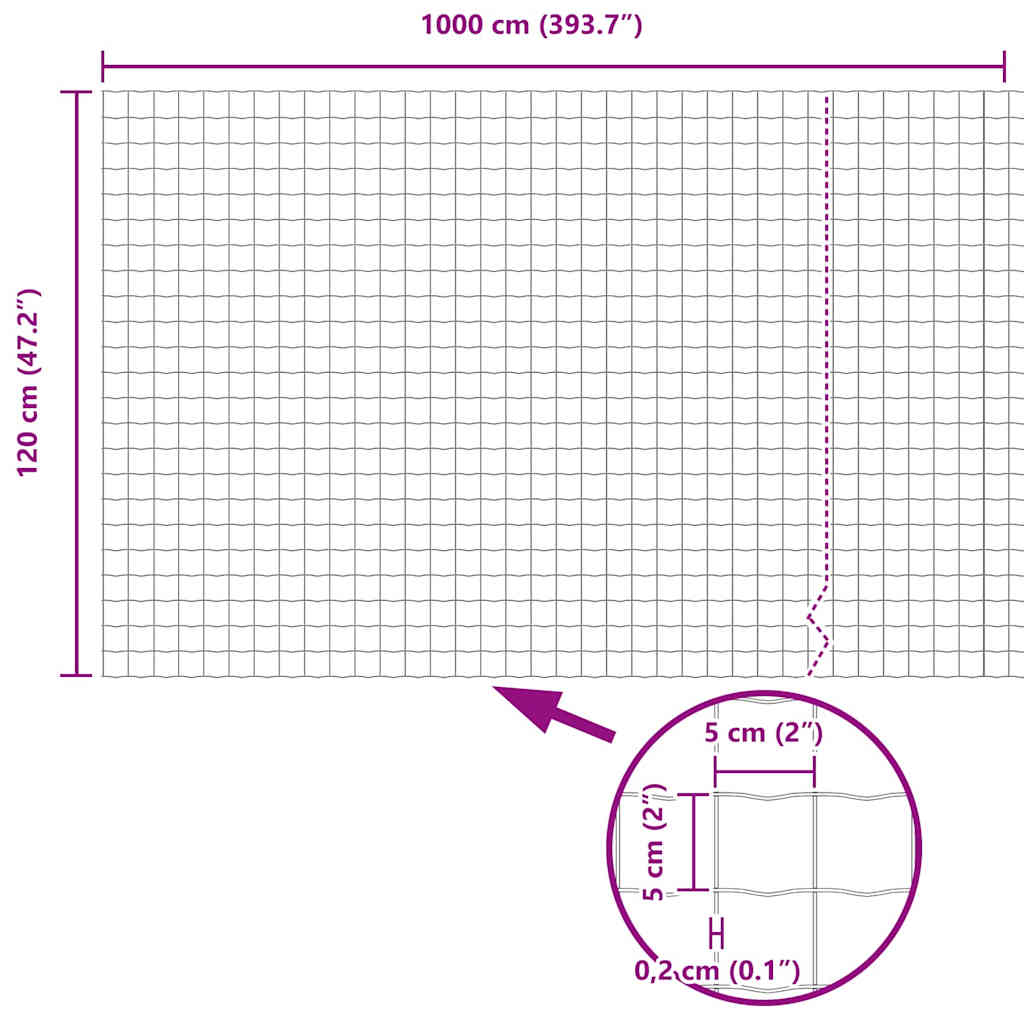 Euro Fence Grey 1.2 x 10 m PVC-coated iron