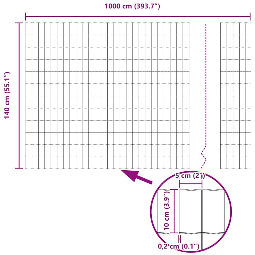 Euro Fence Grey 1.4 x 10 m PVC-coated iron