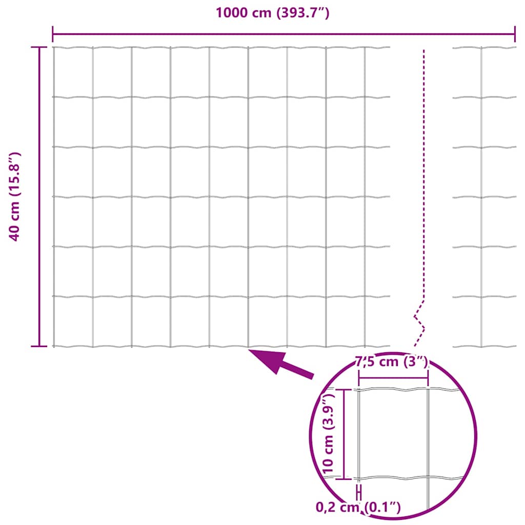 Euro Fence Grey 0.4 x 10 m PVC-coated iron