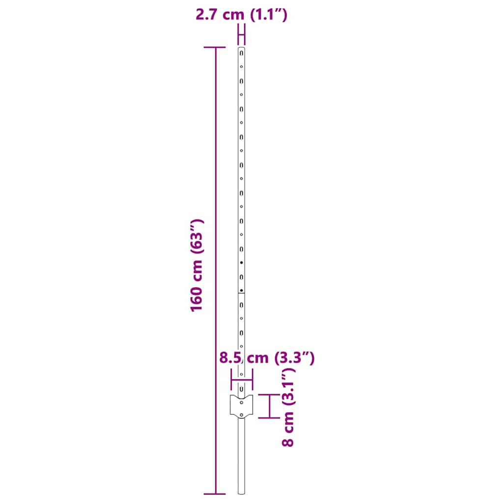 Fence Post 22 pcs Green 160 cm Steel