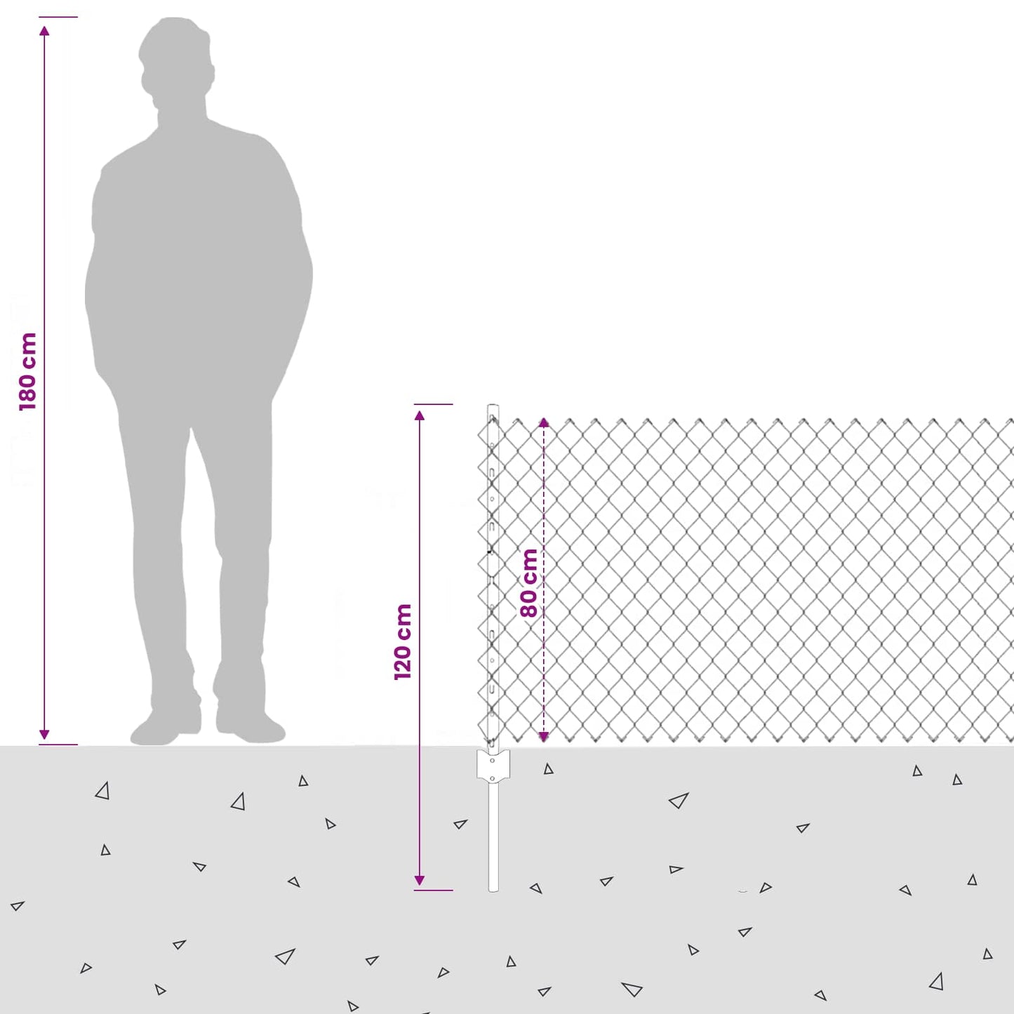 Outdoor Chainlink Fence with Post 25 x 0.8 m PVC-Coated Steel