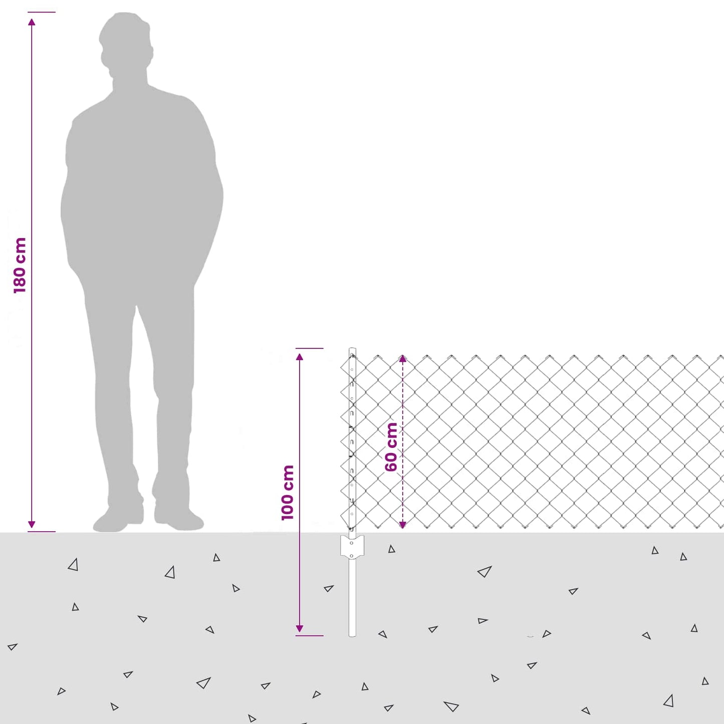 Outdoor Chainlink Fence with Post 25 x 0.6 m PVC-Coated Steel