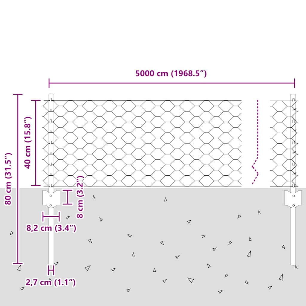 Welded Wire Fence 50 x 0.4 m (W x H) Hot-Dip Galvanised Steel
