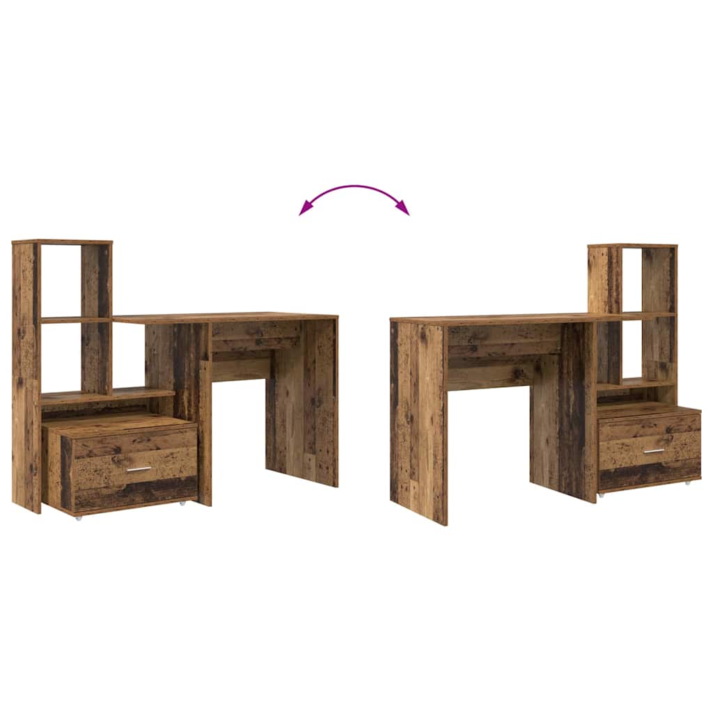 Desk with Drawer Old Wood 131.5 x 50 x 106.5 cm Engineered Wood