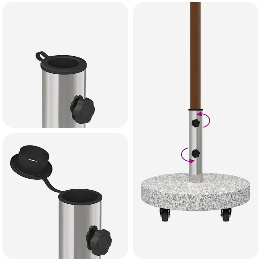 Parasol Base 29.8kg Grey Granite and Stainless Steel Round
