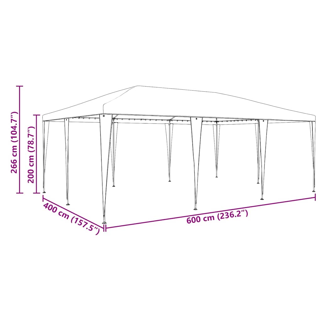 Party Tent Green 600 x 400 x 266 cm Polyethylene and Steel