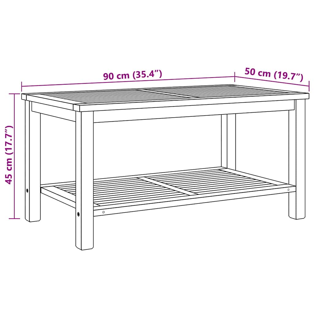 Coffee Table with Storage Brown 90 x 50 x 45 cm Solid Teak Wood