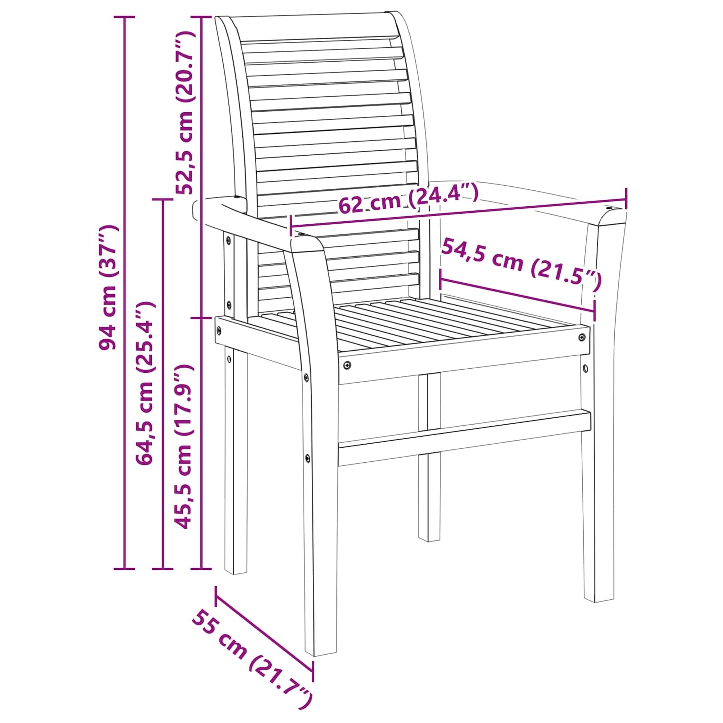 Dining Chair 2 pcs Brown 62 x 55 x 94 cm Solid Teak Wood