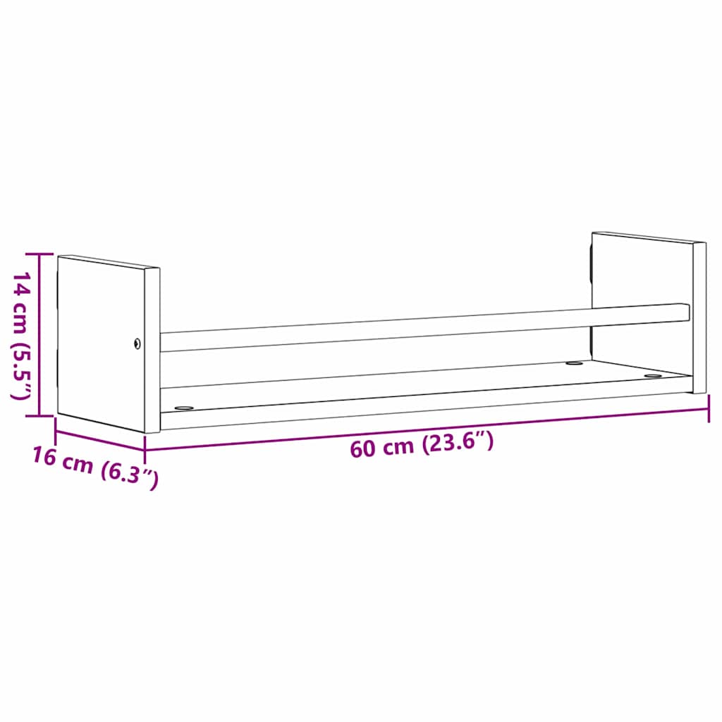Wall Shelf Wall-mounted 2 pcs Black Oak 60 x 16 x 14 cm