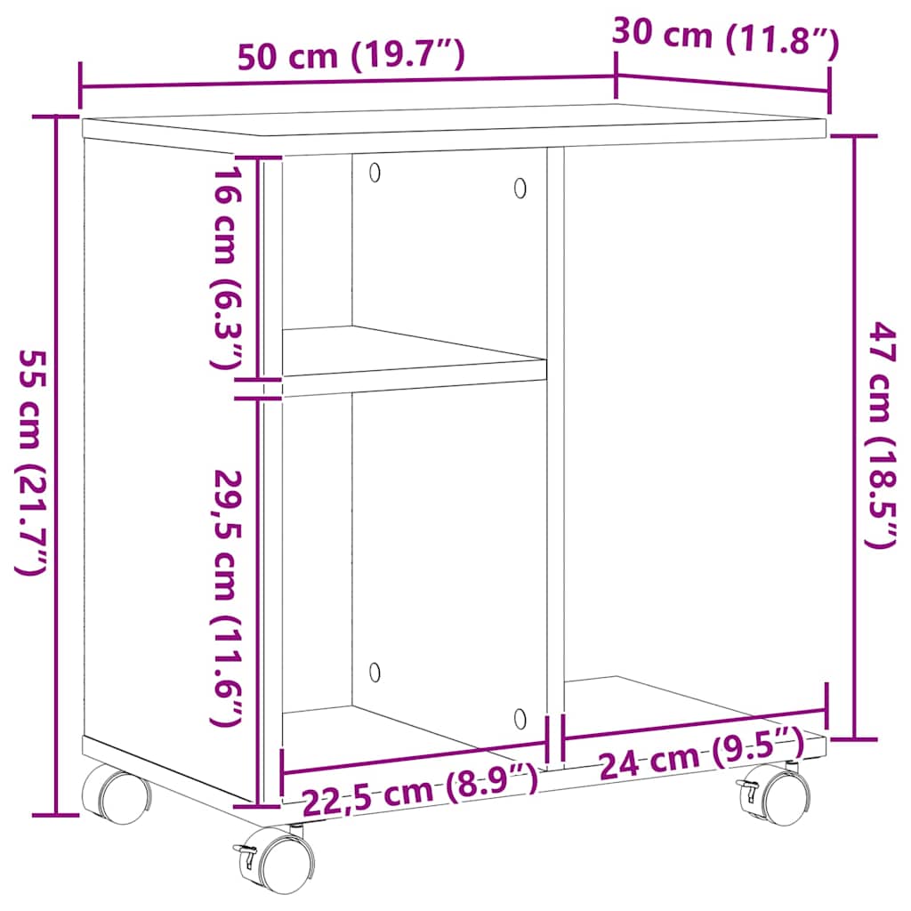 Side Table Artisan oak 50 x 30 x 55 cm Engineered Wood