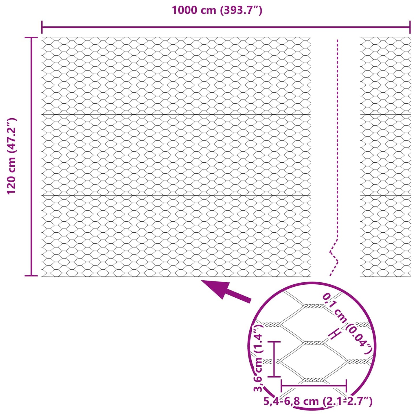 Hexagon Fence Green 1.2 x 10 m PVC