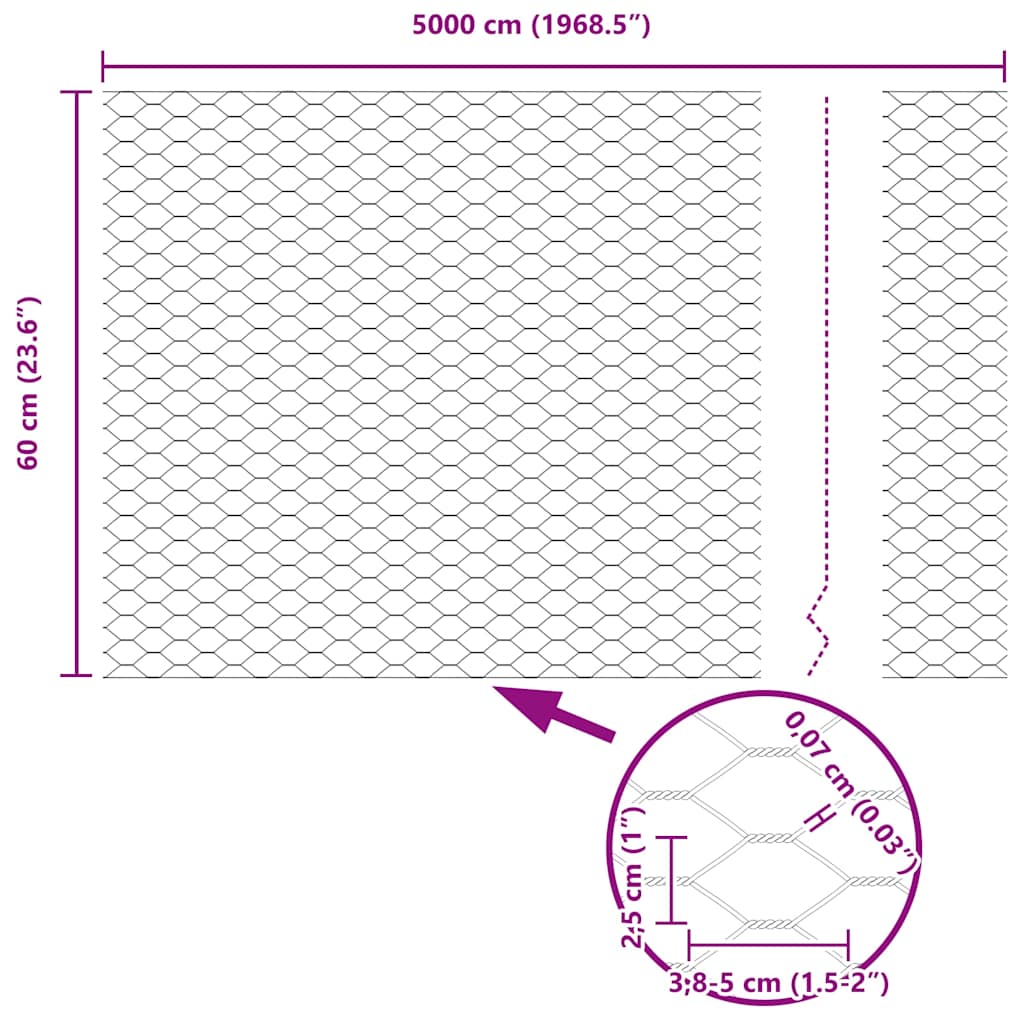 Hexagon Fence Grey 0.6 x 50 m PVC