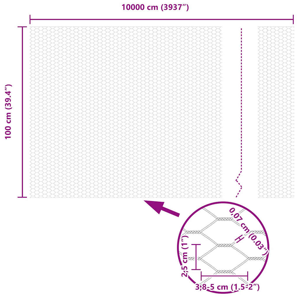 Hexagon Fence Grey 1 x 100 m PVC