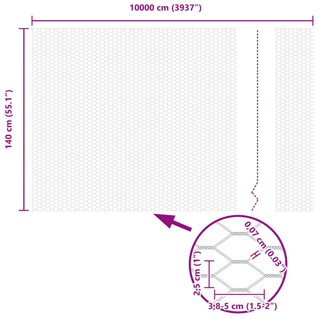 Hexagon Fence Grey 1.4 x 100 m PVC