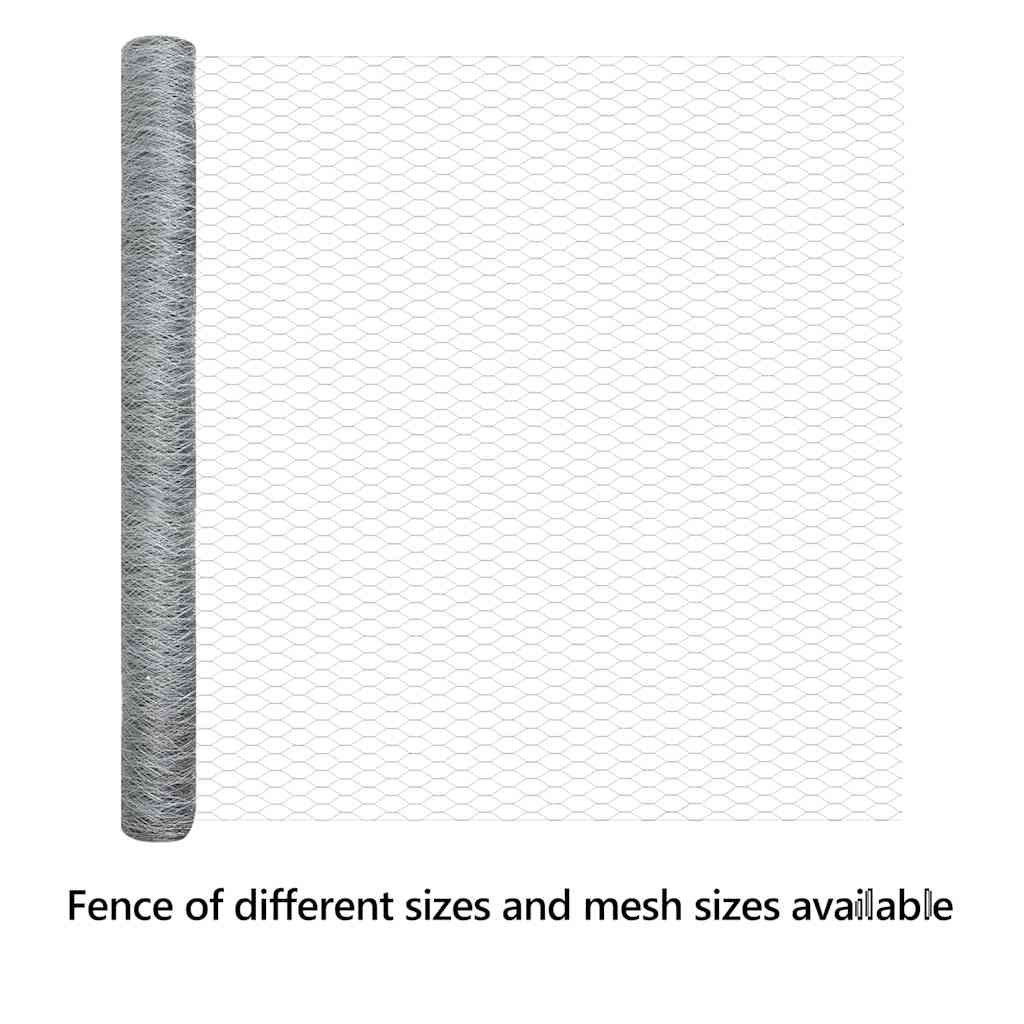 Hexagon Fence Silver 1.5 x 10 m Galvanised steel