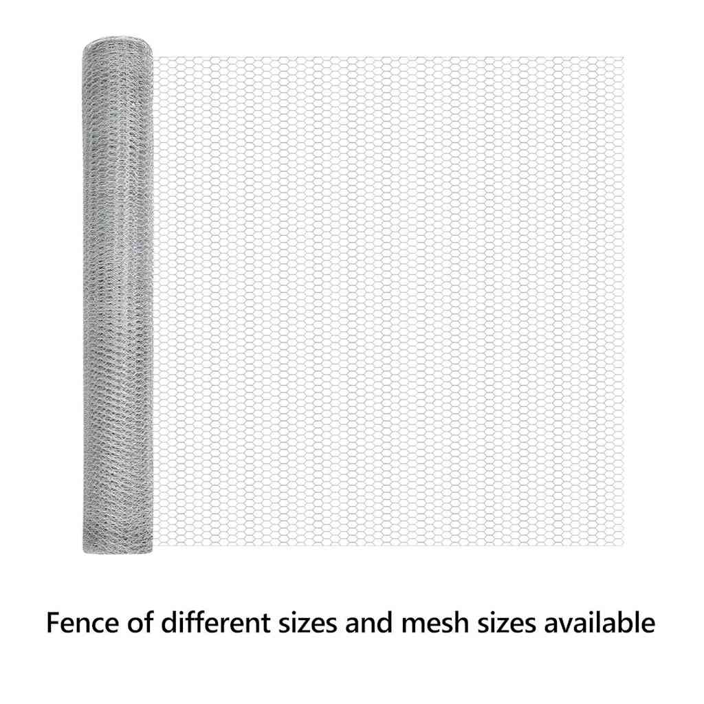 Hexagon Fence Silver 1 x 100 m Galvanised steel