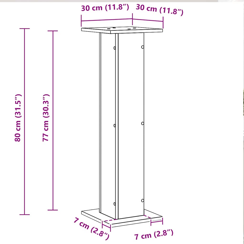 vidaXL Plant Stand 2 pcs Black oak 30 x 30 x 80 cm Engineered wood