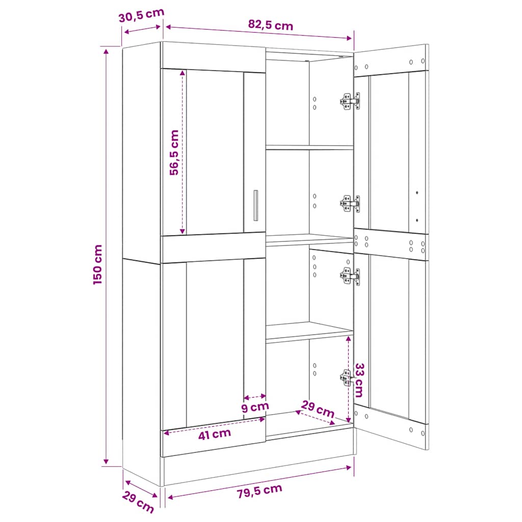 Book Cabinet Artisan Oak 82,5x30,5x150 cm Engineered Wood
