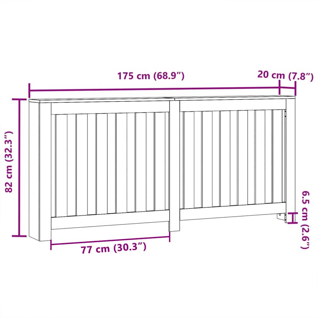 Radiator Cover Black Oak 175 x 20 x 82 cm Engineered Wood