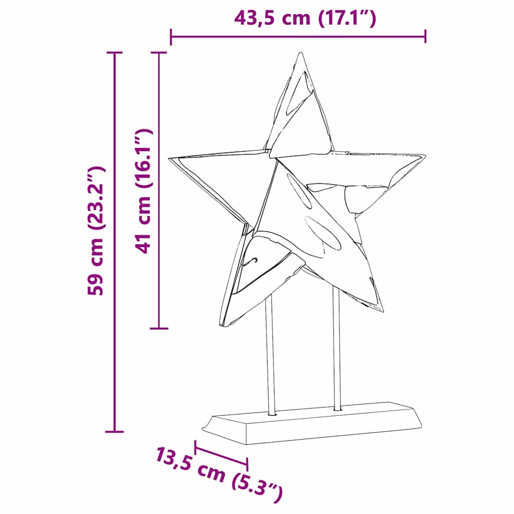 Christmas Star Brown 43.5 x 13.5 x 59 cm Solid Teak Wood