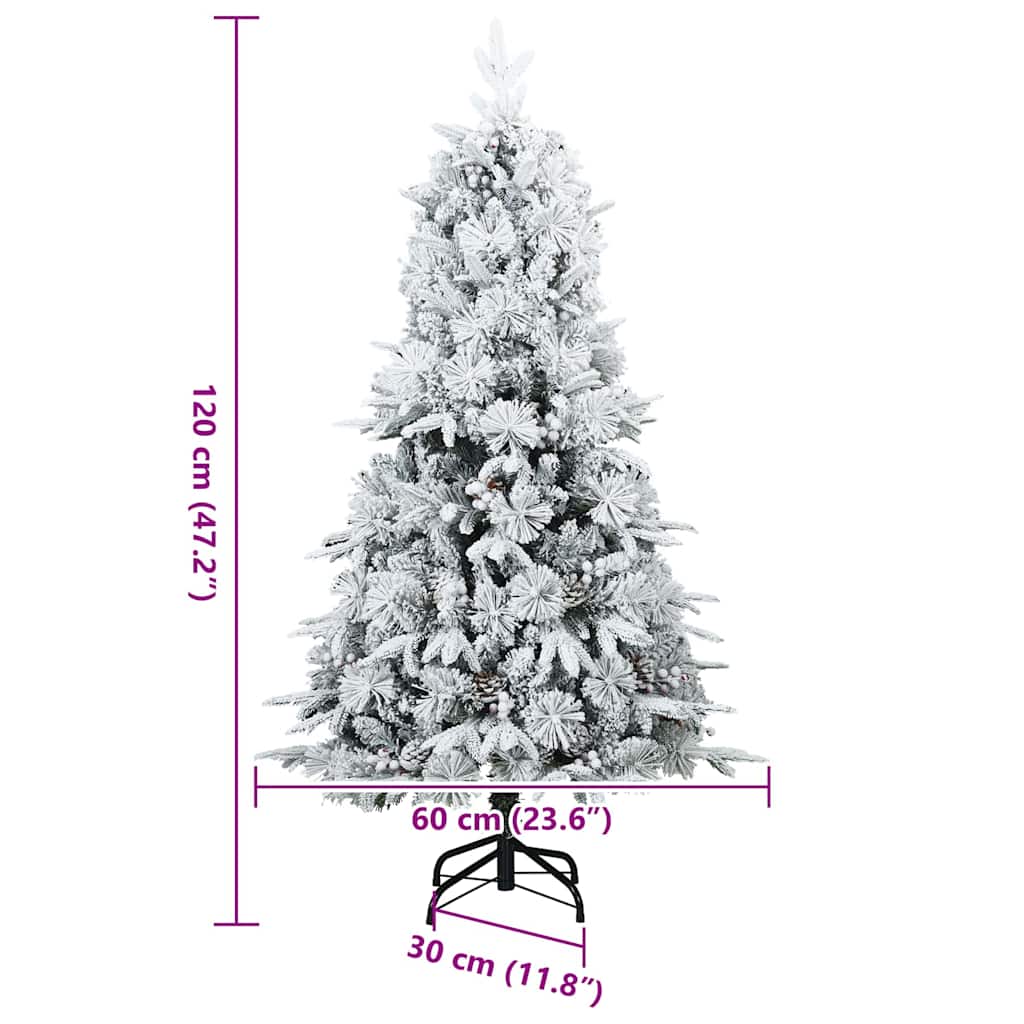 Artificial Hinged Christmas Tree Snow Flocked White 120 cm