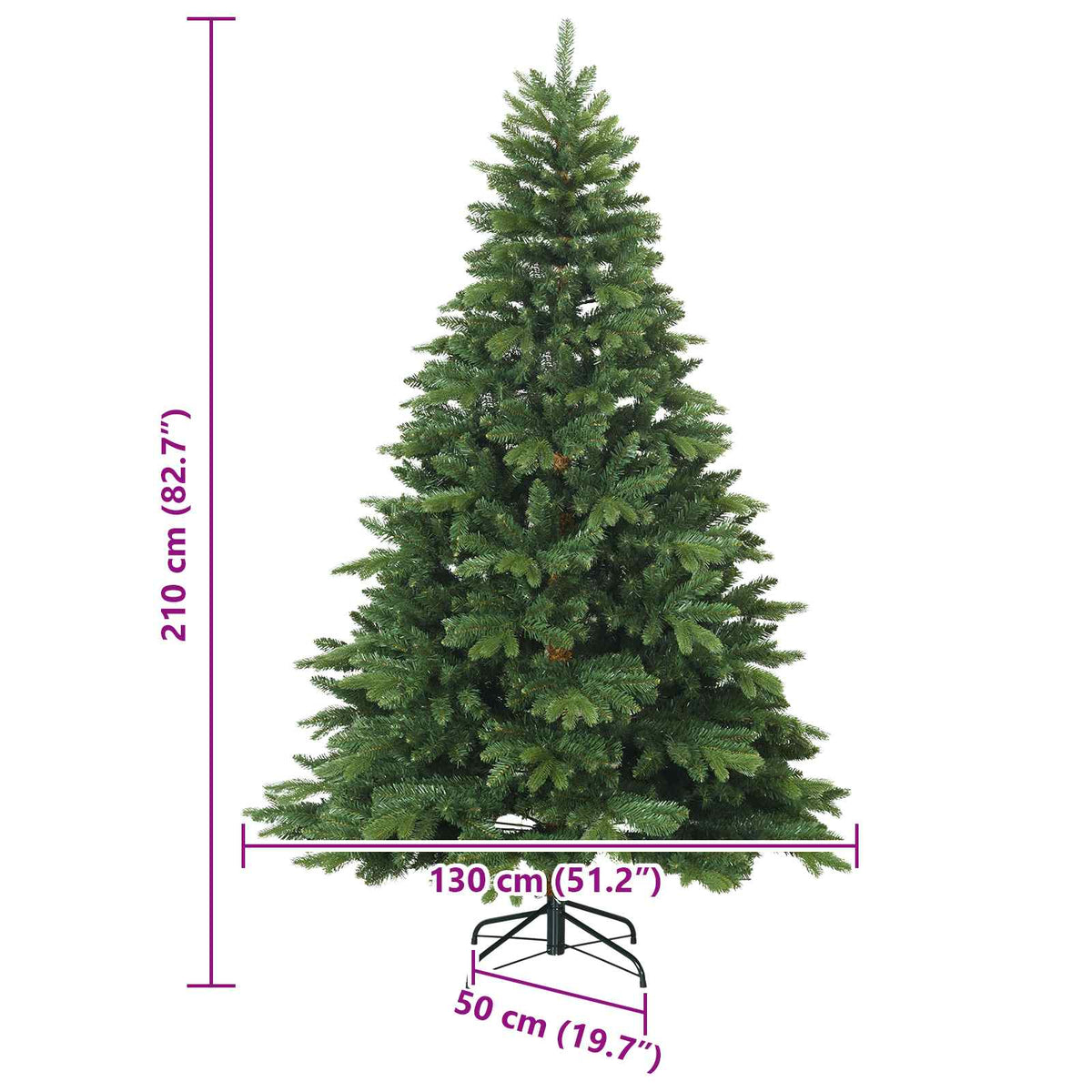 Artificial Hinged Christmas Tree Green 210 cm PVC, PE and steel