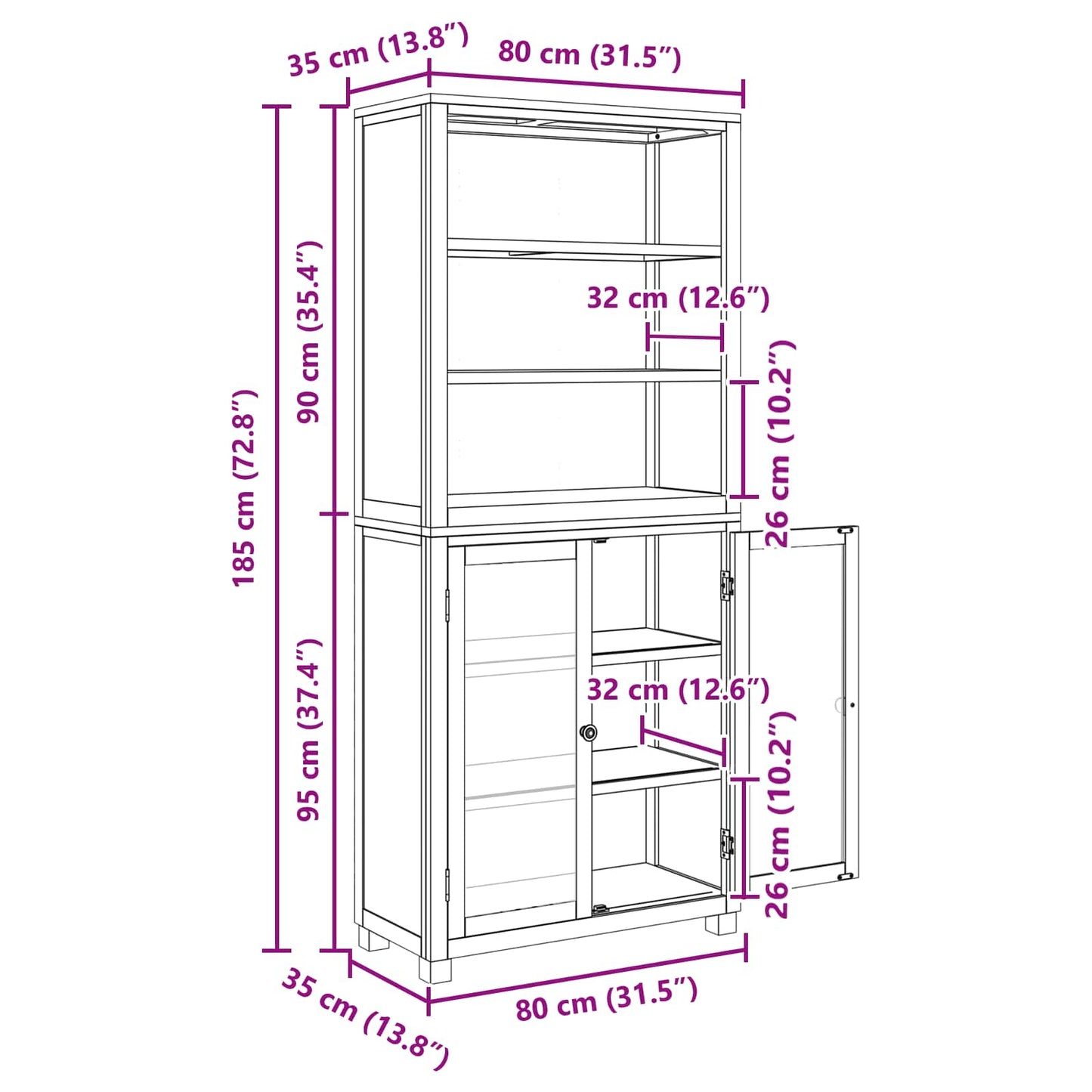 Storage Furniture Set with Shelf 2 pcs Natural 80 x 35 x 185 cm