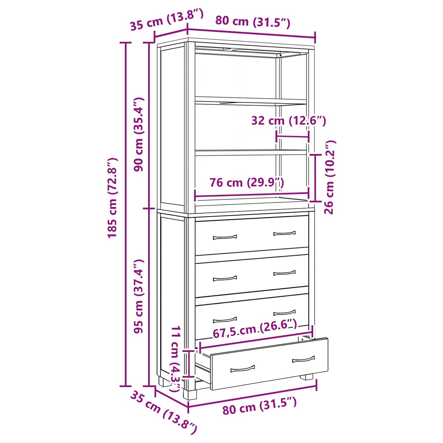 Storage Furniture Set with Drawer Brown Engineered wood