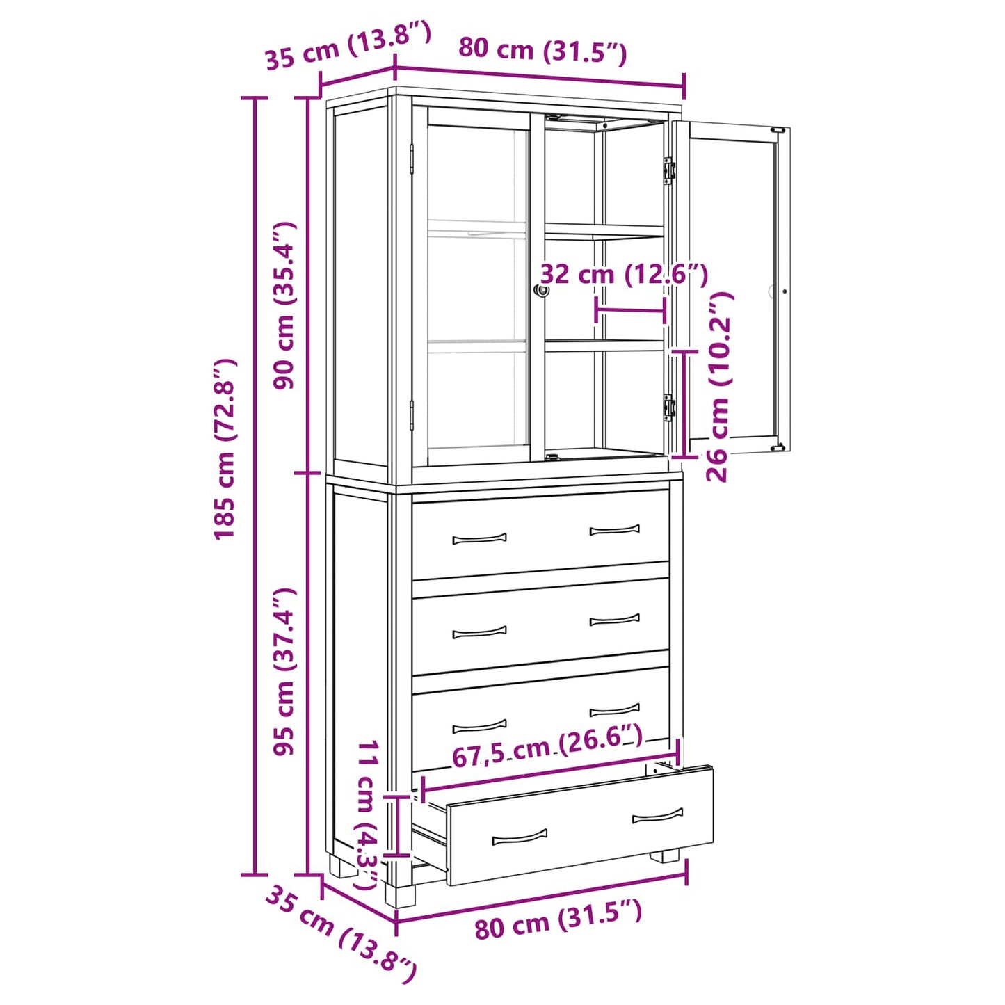Storage Furniture Set with Drawer Brown Engineered wood