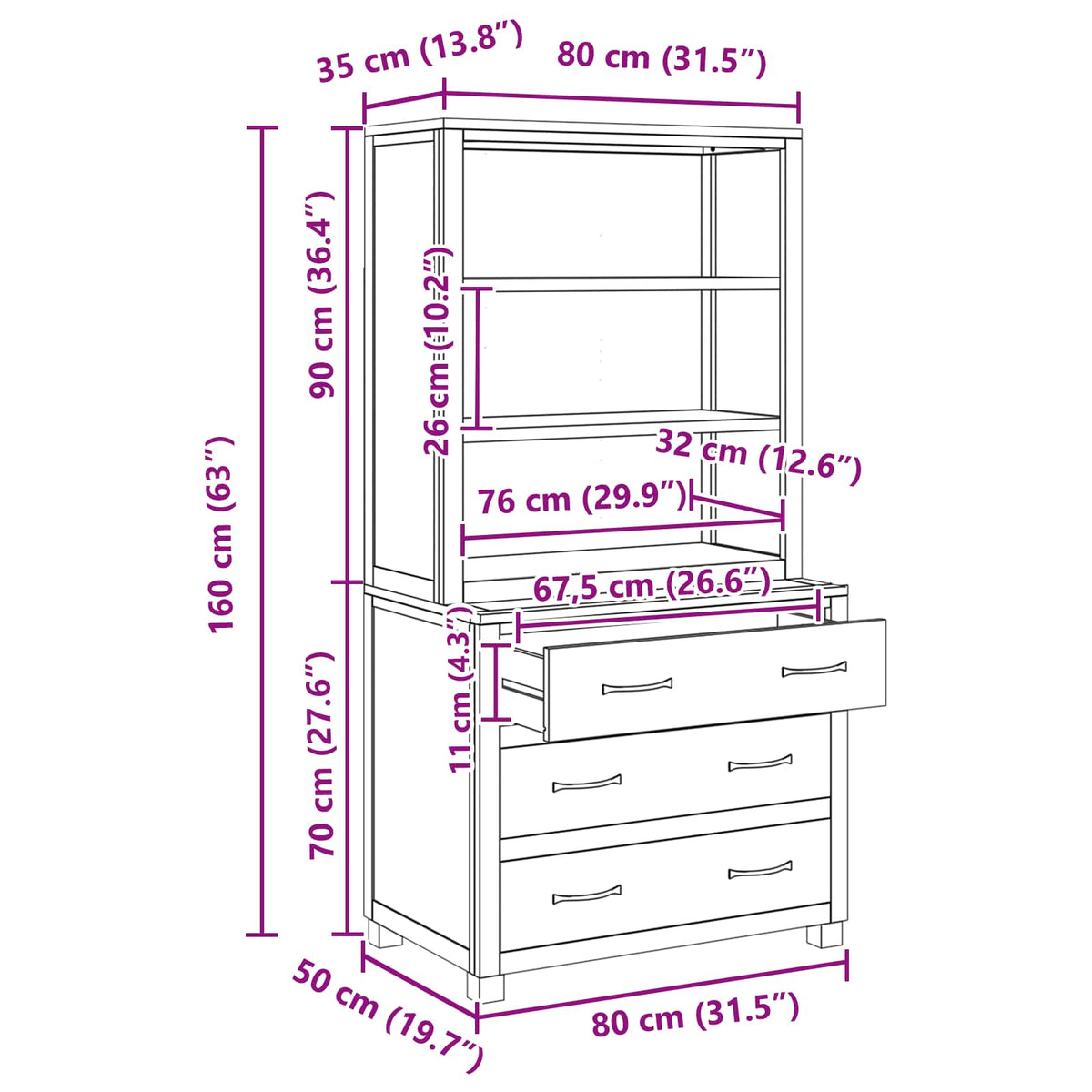 Storage Furniture Set with Drawer 2 pcs Brown 80 x 50 x 160 cm