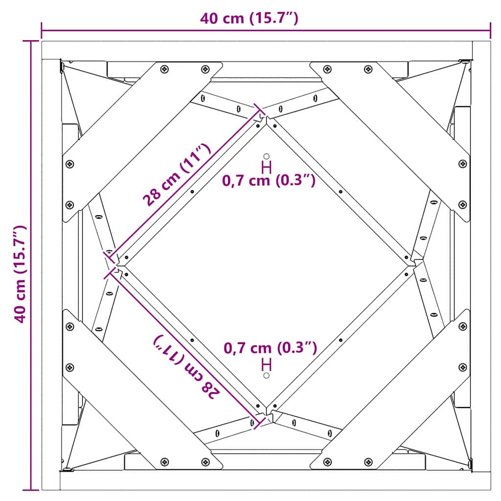 Planter White 40 x 40 x 75 cm Steel