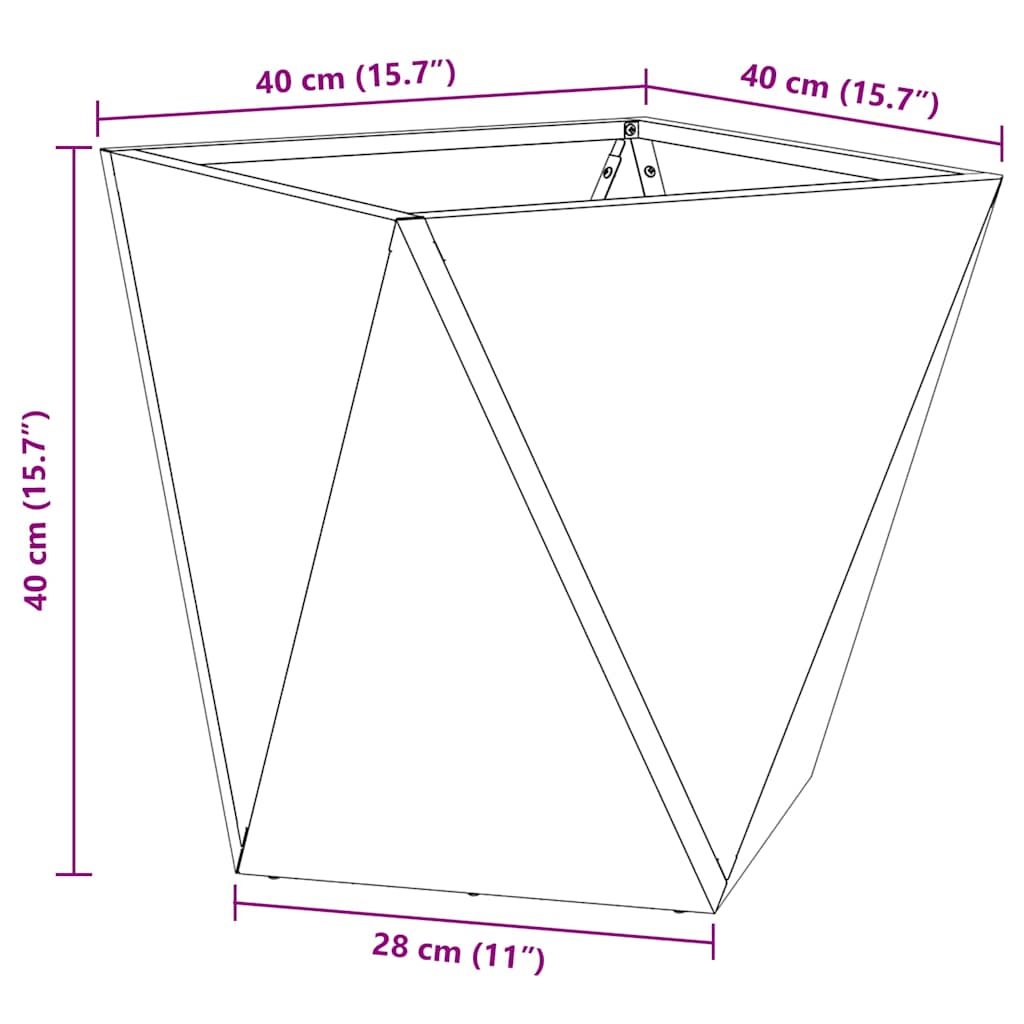 Planter 2 pcs Black 40 x 40 x 40 cm Steel