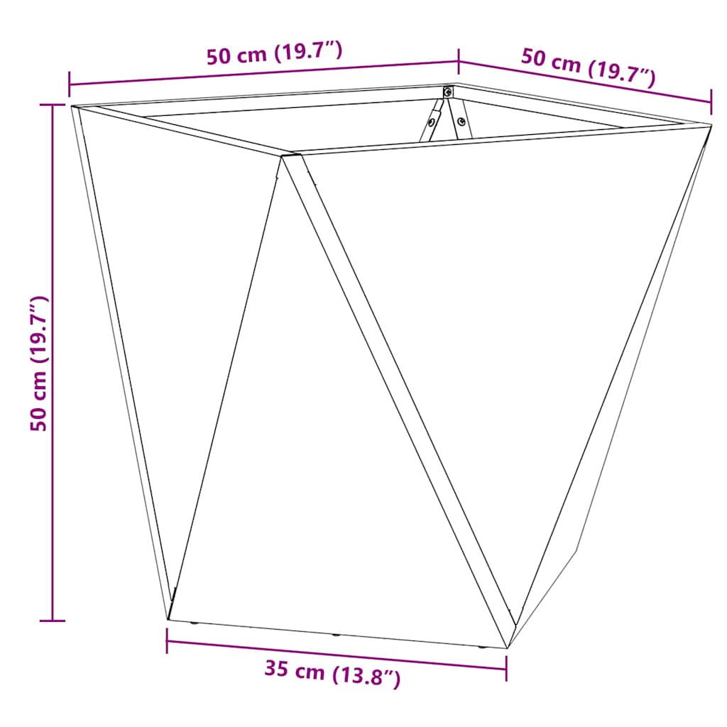 Planter 2 pcs Anthracite 50 x 50 x 50 cm Steel