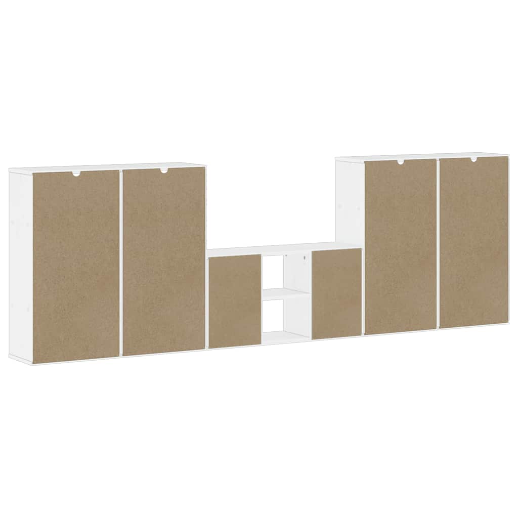 5 Piece TV Units with Storage "ODDA" White Solid Wood Pine