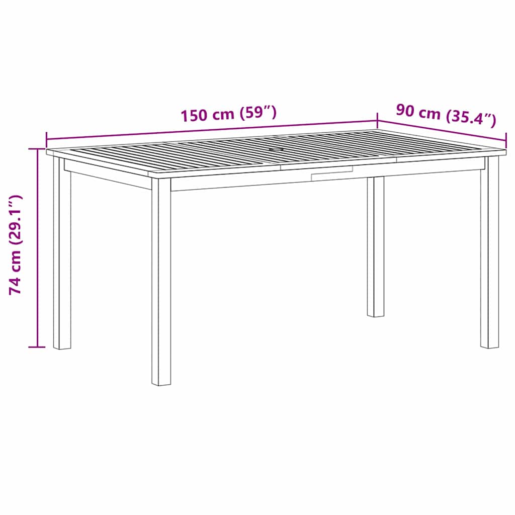 Garden Dining Set 7 pcs Black Solid Acacia Wood