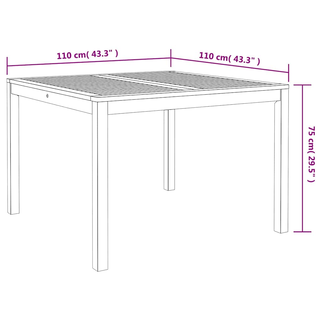 Garden Dining Set 5 pcs Black Solid Acacia Wood