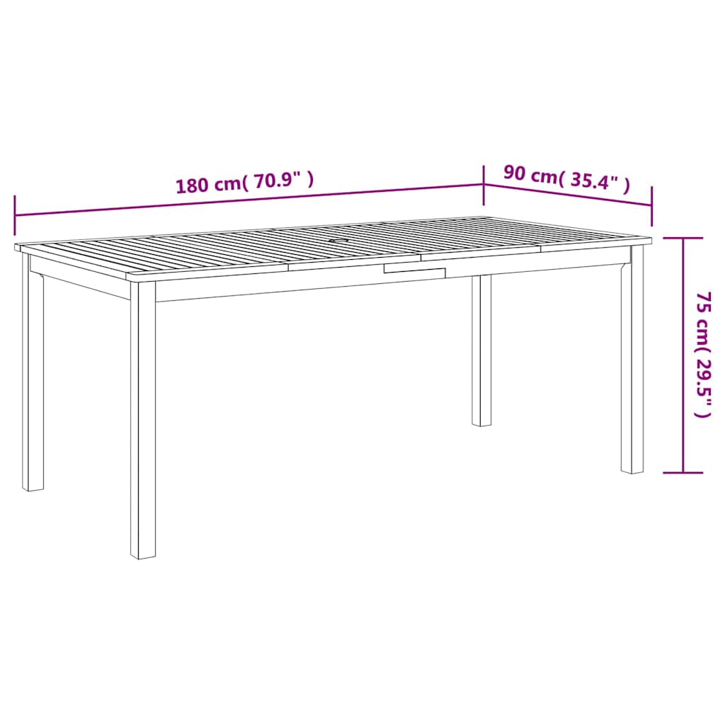 Garden Dining Set 7 pcs Black Solid Acacia Wood