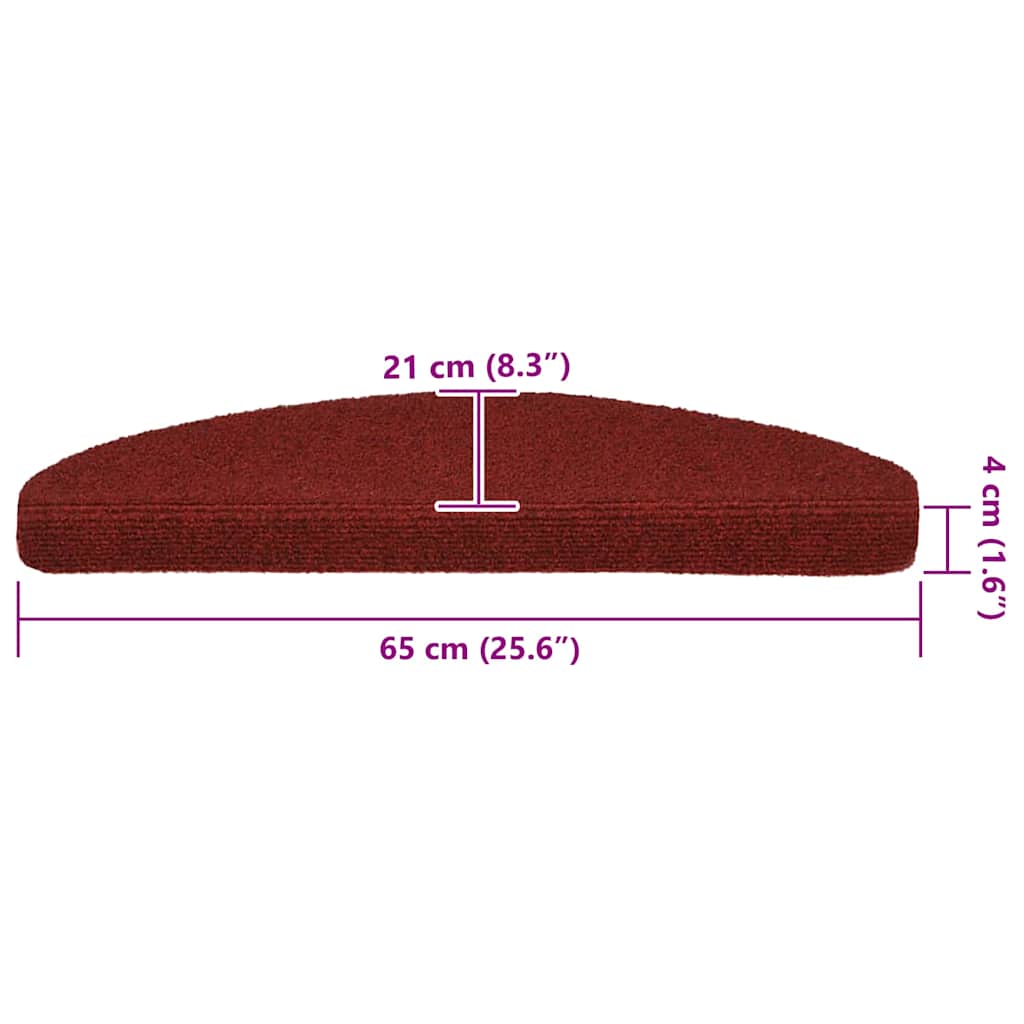 Stair Mats Self-adhesive 20 pcs 65x21x4 cm Bordeaux Red Half Round Large