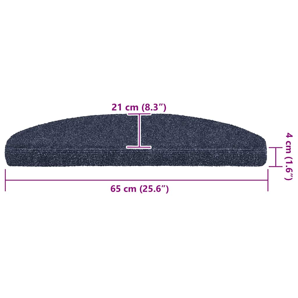 Stair Mats Self-adhesive 30 pcs 65x21x4 cm Blue Half Round Large