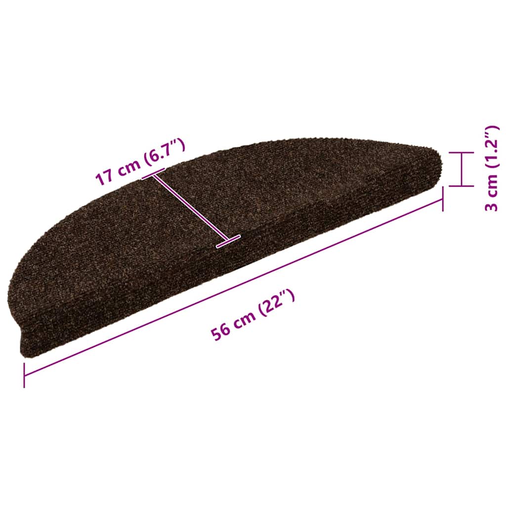 Stair Mats Self-adhesive 20 pcs 56x17x3 cm Brown Half Round