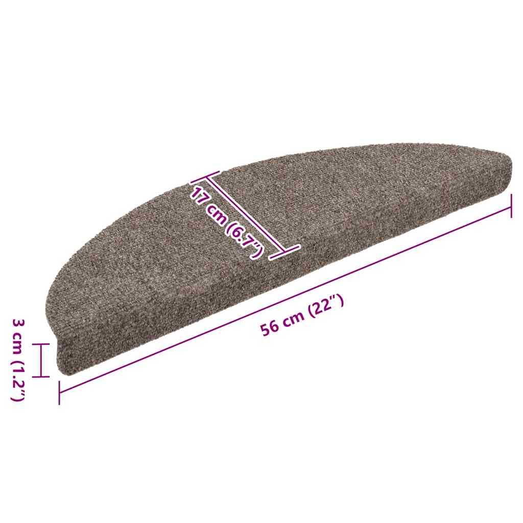 Stair Mats Self-adhesive 20 pcs 56x17x3 cm Beige Half Round