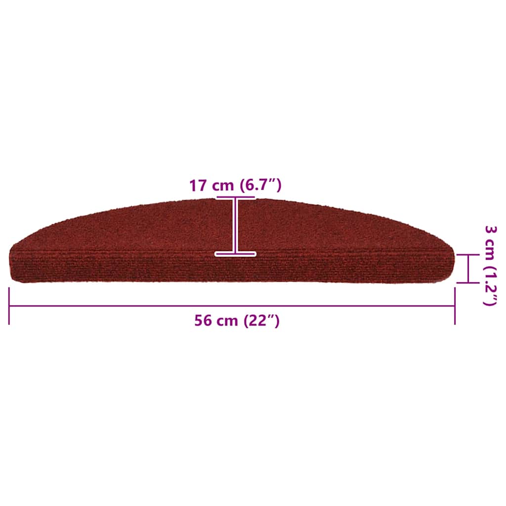 Stair Mats Self-adhesive 30 pcs 56x17x3 cm Bordeaux Red